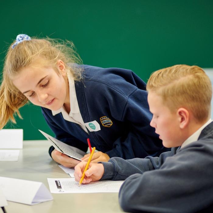 Boy and girl studying