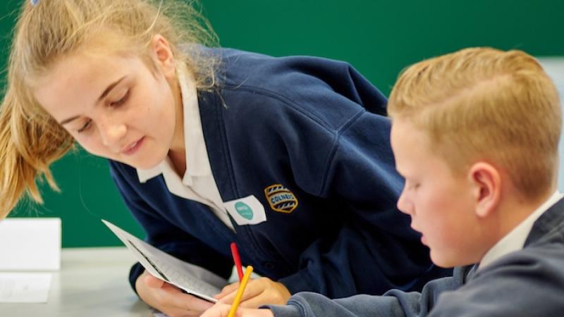 Boy and girl studying