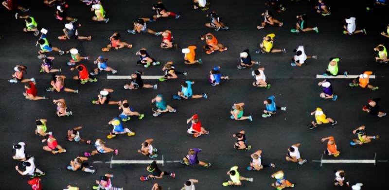 Runners on a road